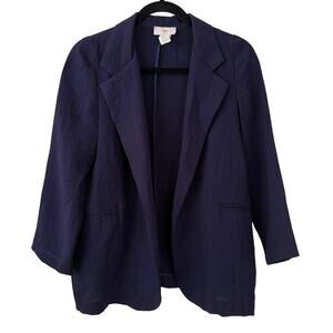 Aqua Indigo Lightweight Quarter Sleeve Open Front Collared Work/Office Blazer-XL